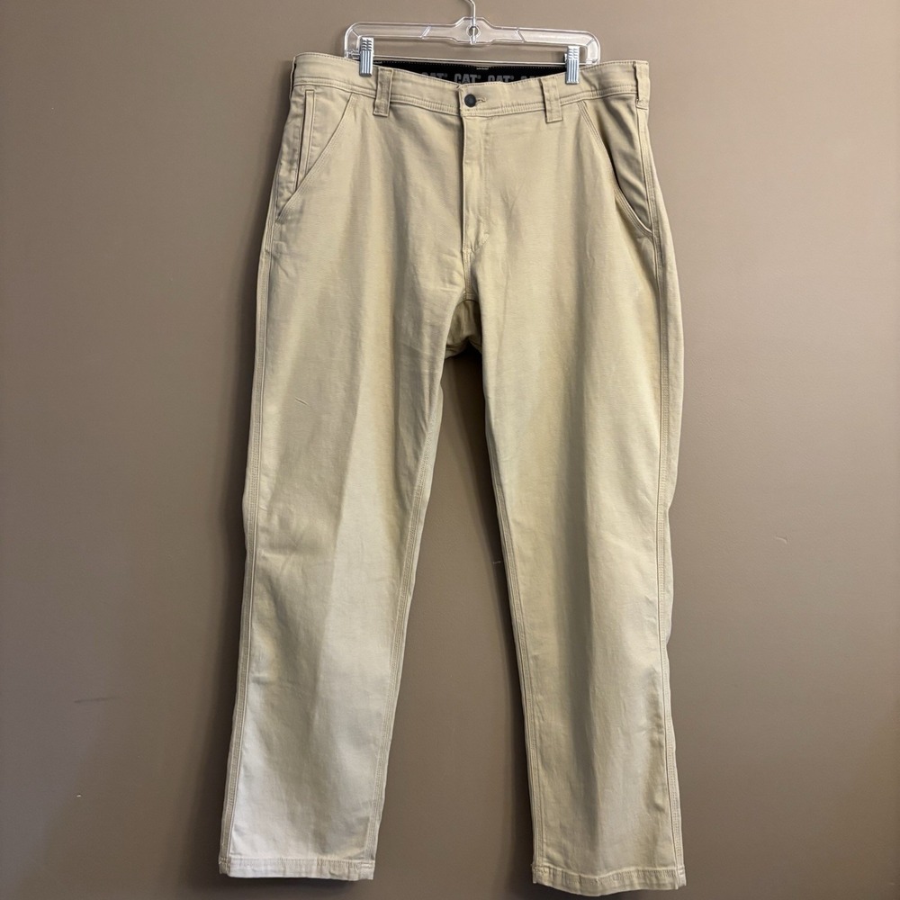 CAT Pants Adult Size 38W 34L Tan Caterpillar Trousers Workwear‎ Casual Men's